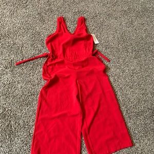NWT Red Cropped Jumpsuit- Carolina Belle